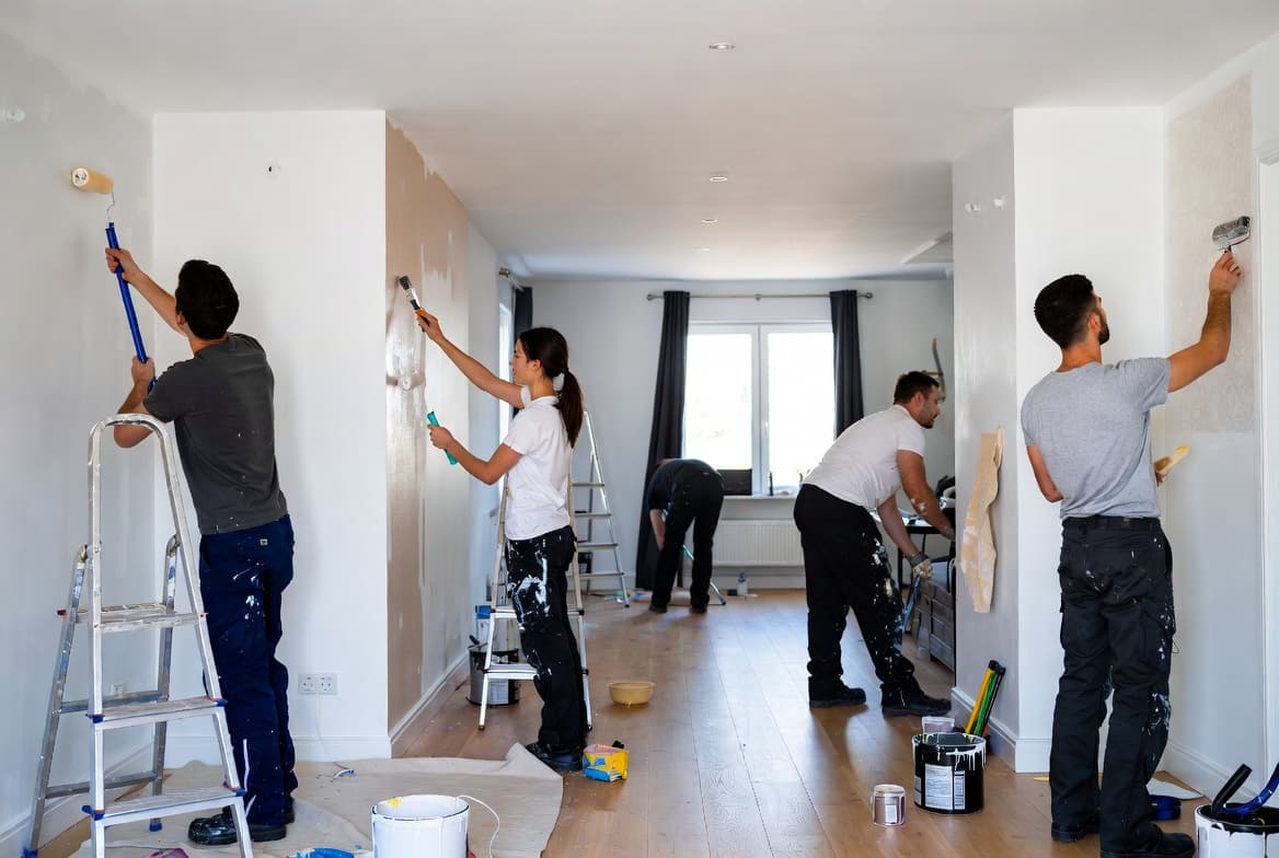 Atkinson Decor & Spray team painting a room